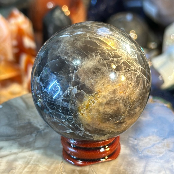 🔥SALE🔥 Moonstone Crystal Sphere With Rainbows And Flash! - Picture 12 of 16